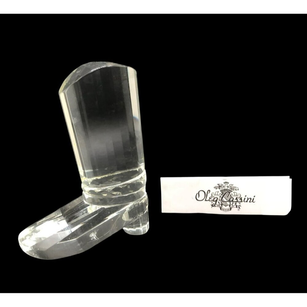 Oleg Cassini Crystal Boot Paperweight In Gift Box